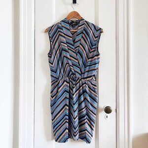 Akiko 100% silk striped faux-wrap mini-dress